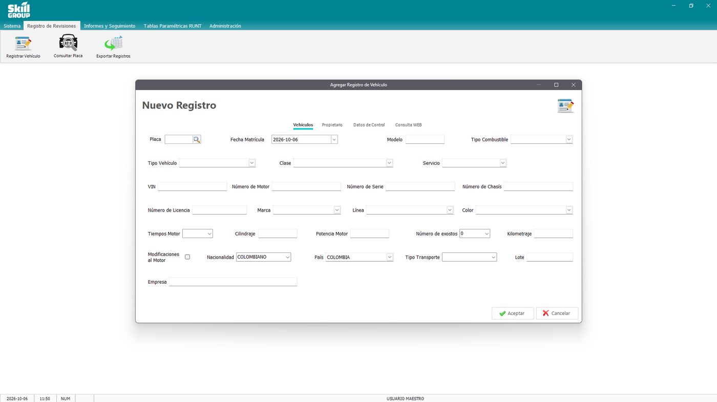 Software de escritorio de registro vehicular
